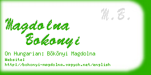 magdolna bokonyi business card
